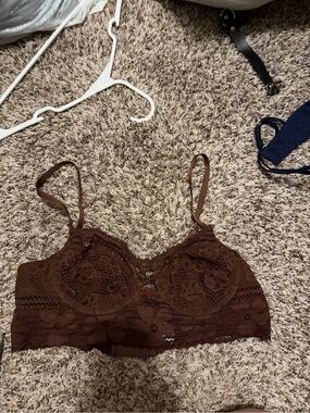 aerie Chocolate Brown Lace Longline Bralette